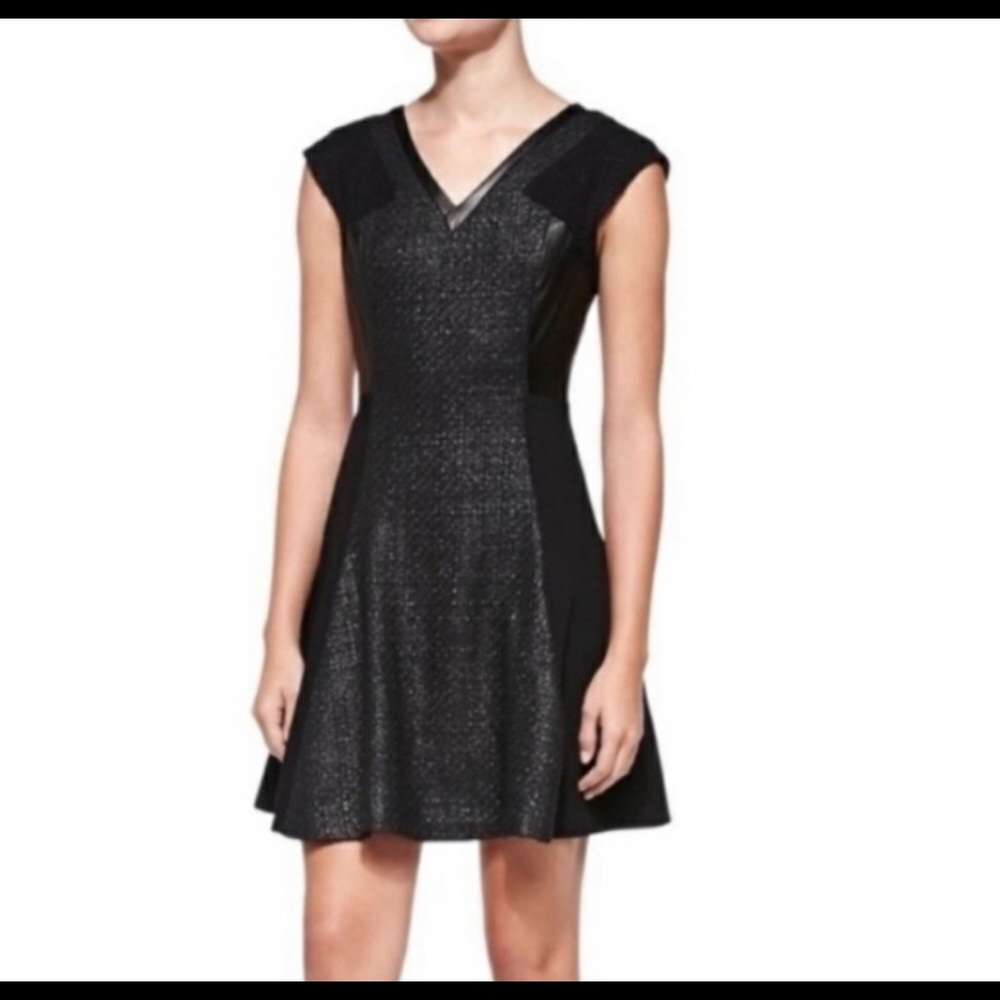 Rebecca Taylor Tweed and Leather Dress Siz…